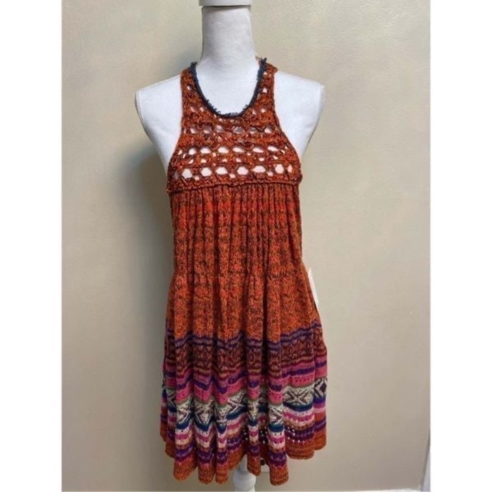 Free People Colorful Knit mini dress sleeveless XS NWT